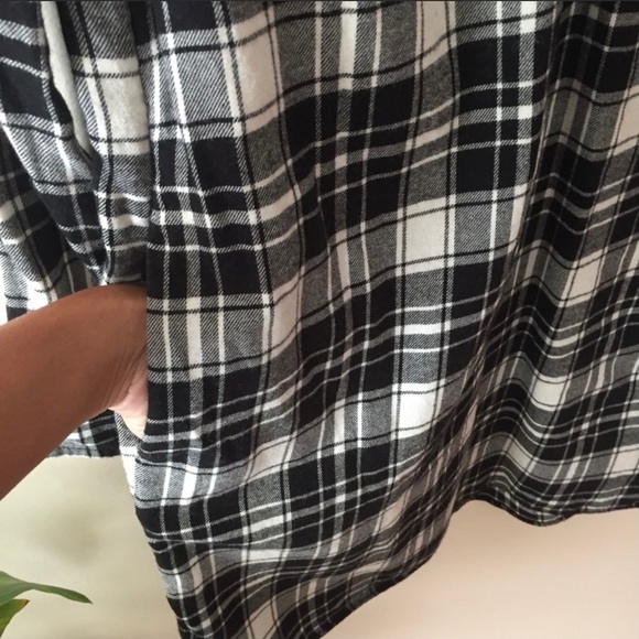 J Crew Black White Flannel Shirt Dress Plaid XXS - Picture 5 of 8